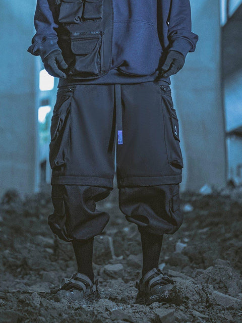 Solid Color Zip Up Pocket Cargo Pants - Anagoc