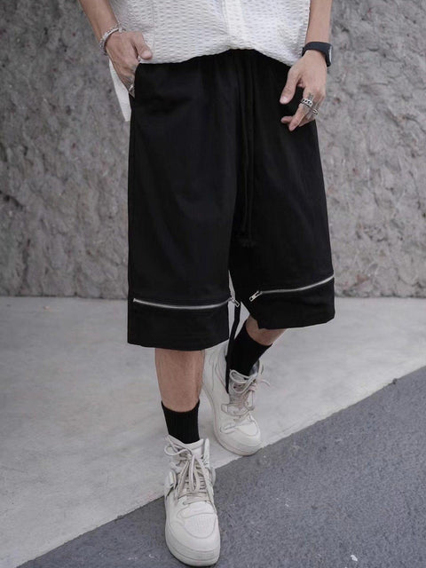 Zip Up Pant Leg Shorts - Anagoc