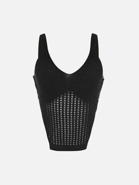 Hollow Knit Vest - Anagoc
