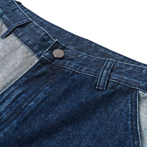 Paneled Contrast Denim Shorts - Anagoc