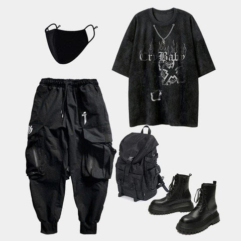Flame Cross Graphic Tee - Anagoc