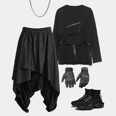 Dark Punk Folds Harem Pants - Anagoc