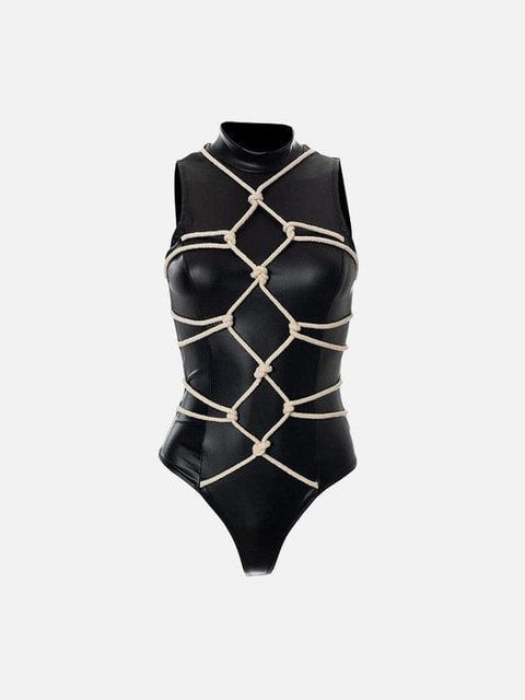 Strap PU Bodysuit - Anagoc