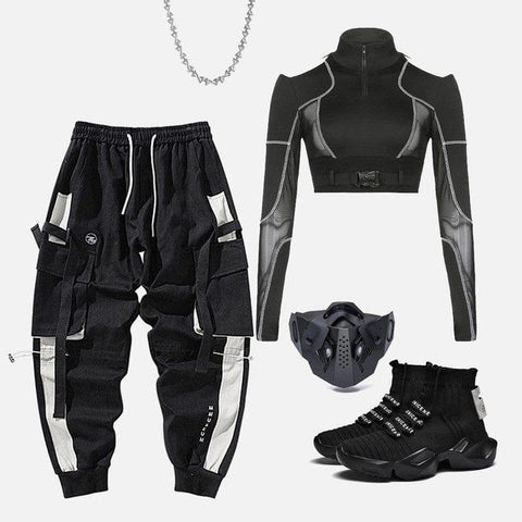 Streamer Drawstring Cargo Pants - Anagoc