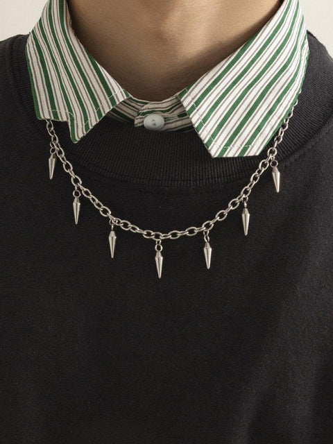Gothic Fringed Rivets Necklace - Anagoc