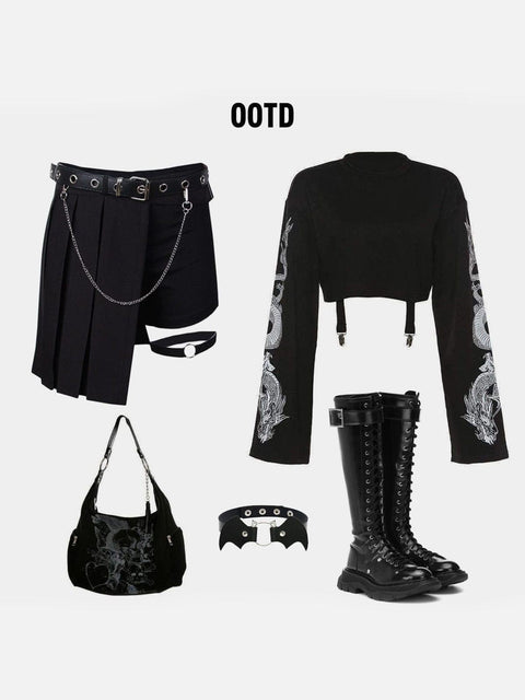 Chain Decoration Irregular Skirt - Anagoc